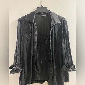 Dressbarn Collection Classic Black Mock Jacket/ Sequin‎ Tank